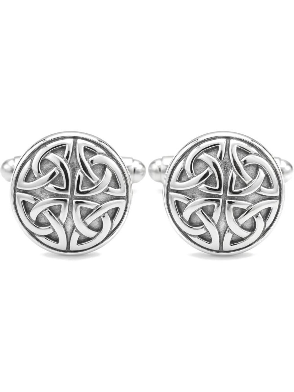 Sterling Silver Celtic Trinity Cufflinks - 15mm Round Men's Jewelry Gift Box